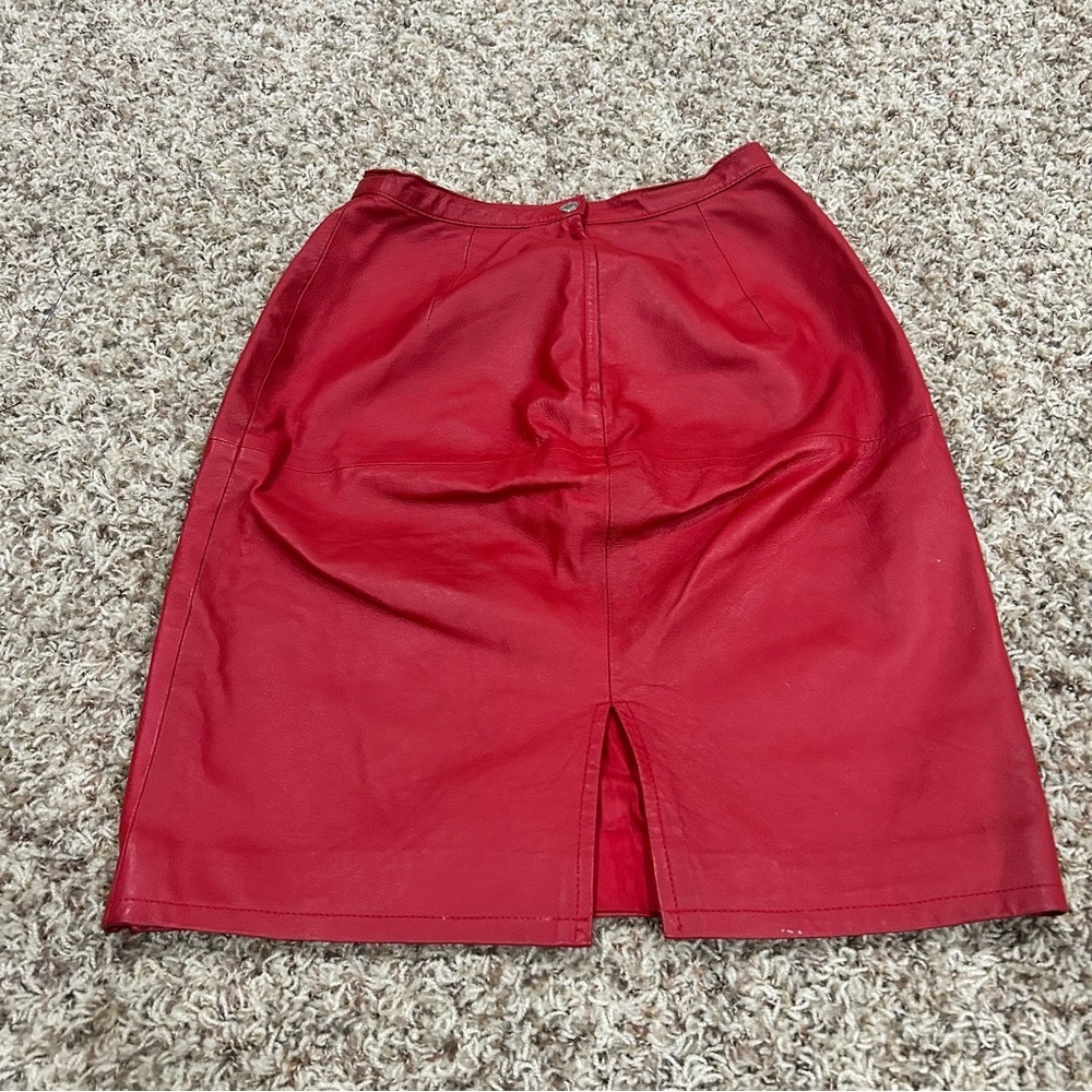 Red Leather Pencil Skirt